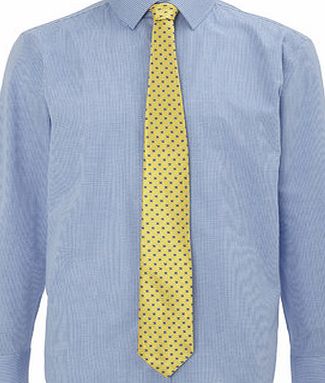 Blue Texture Regular Fit Shirt  Yellow Tie Set,