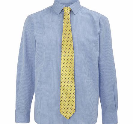 Bhs Blue Texture Regular Fit Shirt and Yellow Tie