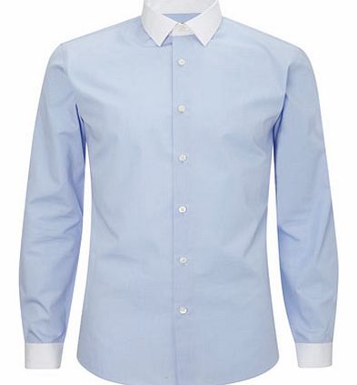 Blue Textured Slim Fit Shirt, Blue BR66F02EBLU