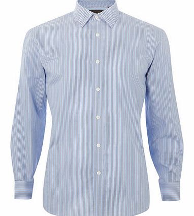 Bhs Blue Twin Stripe Regular Fit Long Sleeve Shirt,
