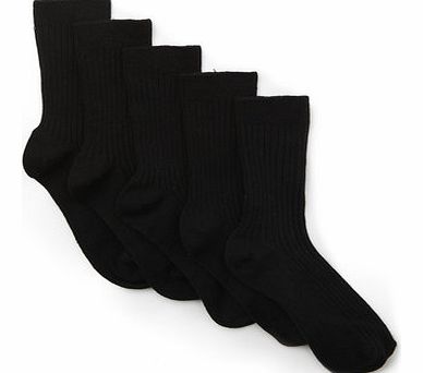 Bhs Boys Boys 5 Pack Black Ribbed Socks, black