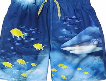 Bhs Boys Boys Blue Shark Print Swim Shorts, blue
