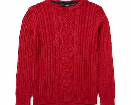 Bhs Boys Boys Red Cable Knit Jumper, red 2075253874