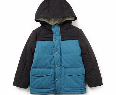Boys Colourblock Hooded Coat, blue 1616841483