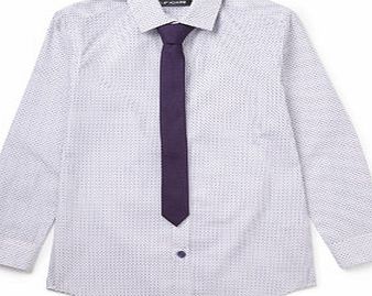 Bhs Boys Lilac Spot Formal Shirt and Tie, lilac
