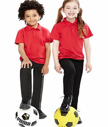 Boys Red Unisex 3 Pack School Polo Shirts, red