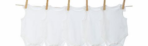 Boys Unisex 5 Pack White Sleeveless Bodysuits,