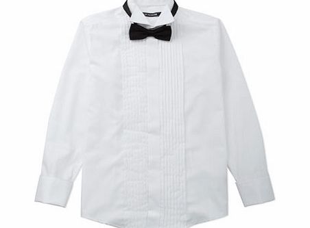 Boys White Tux Shirt  Bow Tie Set, white
