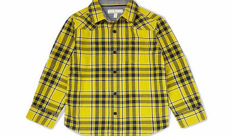 Boys Yellow Checked Shirt, yellow 1624962383