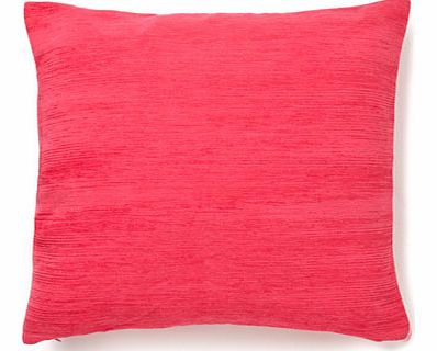 Bright pink plain chenille cushion, bright pink