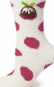 Bhs Brown 3D Christmas Pudding Snuggle Socks in Gift