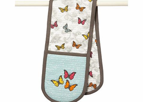 Butterfly stamp double oven glove, multi