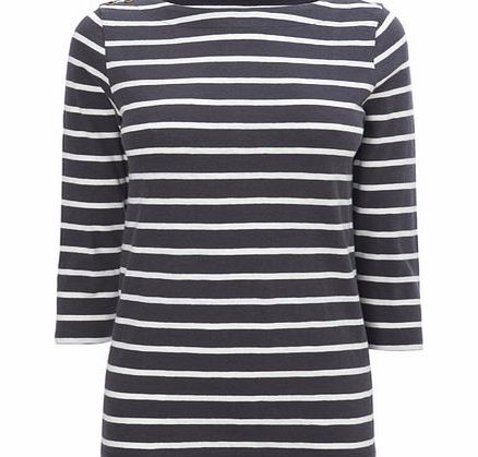 Bhs Charcoal 3/4 Sleeve Slash Stripe, charcoal