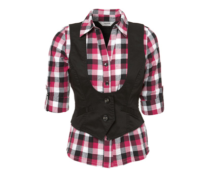 bhs Check 2 in 1 waistcoat top
