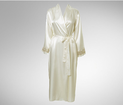 Classic lace long satin robe