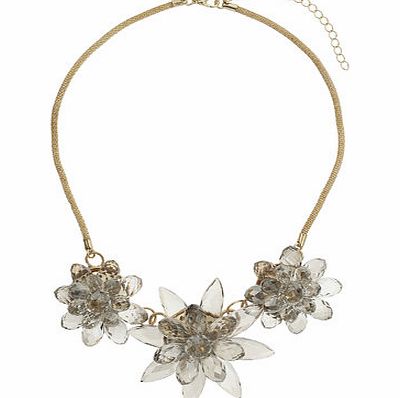 Bhs Crystal Facet Flower Statement Necklace, grey