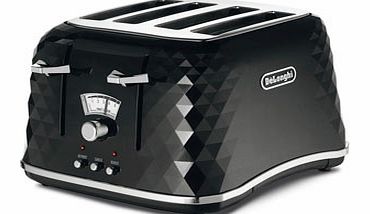 Delonghi Brillante 4 Slice Black Toaster, black