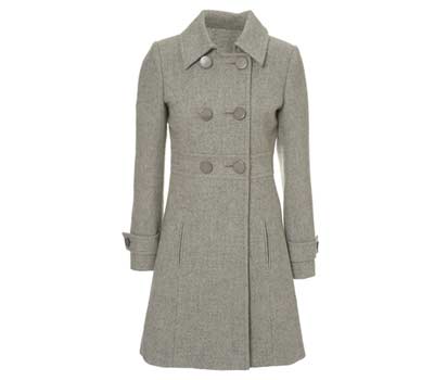 Double breasted wool mix coat