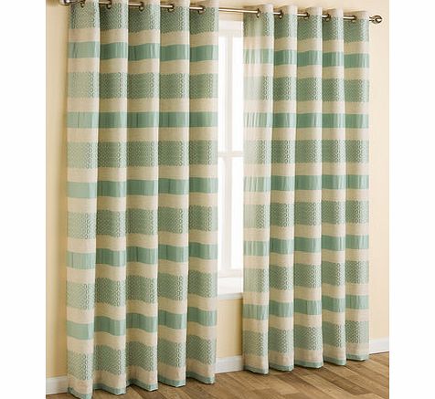 Duck egg oval and stripe eyelet curtain, duck