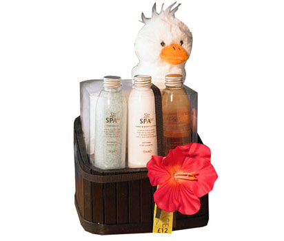 Duck in sauna tub