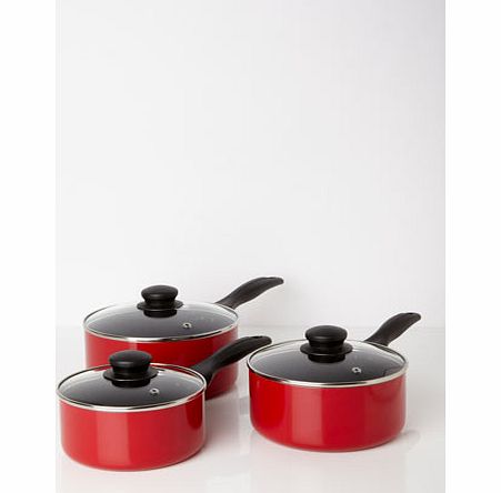 Bhs Essentials red 3 piece pan set, red 9551823874