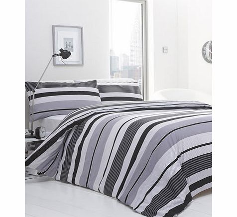 Bhs Ethan stripe printed bedding set, black/white