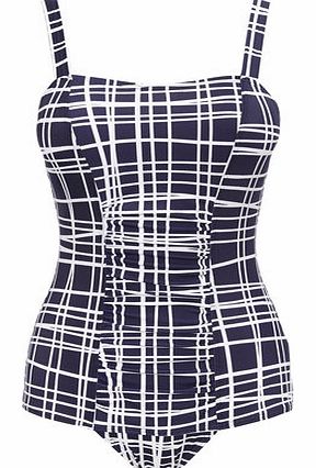Fine Cross Hatch Printed Tummy Control Swimsuit,