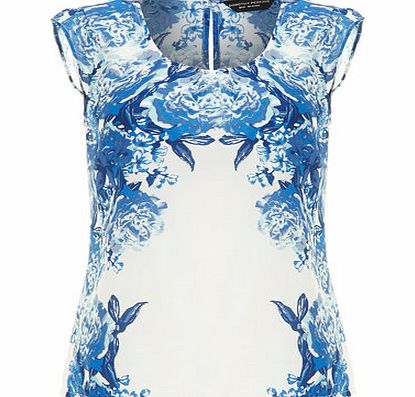 Bhs Floral Print Shell Top, blue 19119911483
