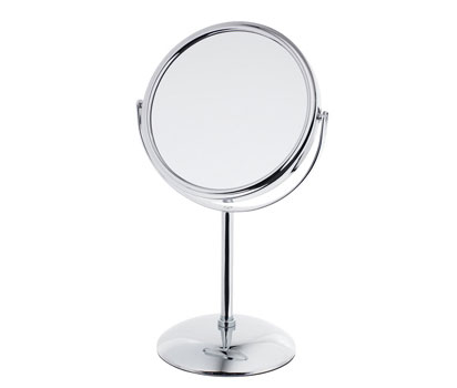 Freestanding chrome cosmetic mirror