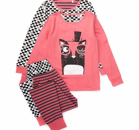 Bhs Girls 2 Pack Cat Pyjamas, multi pink 8883736691