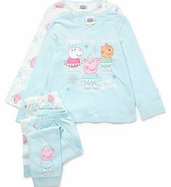 Girls 2 Pack Peppa Pig Pyjamas, Aqua 8880905257