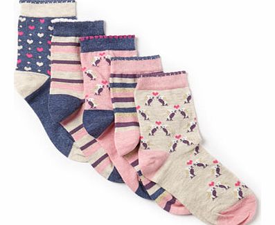 Girls 5 Pack Bird Sock, pink 1494400528