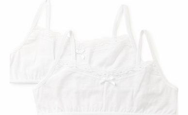 Bhs Girls Girls 2 Pack White Lace Trim Crop Tops,