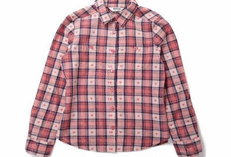 Bhs Girls Girls Coral Checked Shirt, coral 1065233641