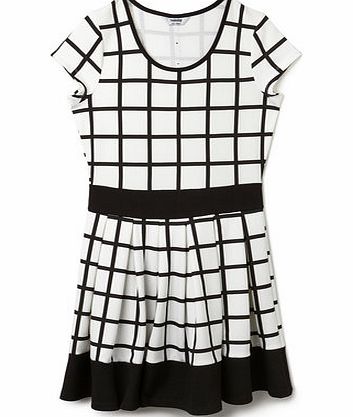 Bhs Girls Girls Grid Check Ponte Dress, black/white