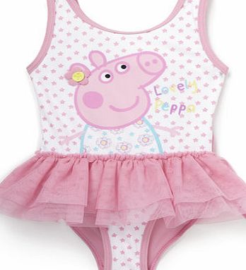 Bhs Girls Girls Pink Peppa Pig Tutu Swimsuit, pink