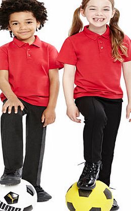 Bhs Girls Red Unisex 3 Pack School Polo Shirts, red
