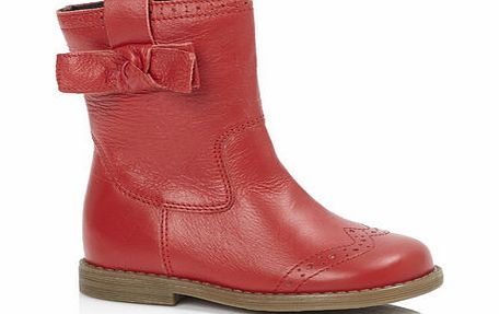 Bhs Girls Younger Girls Leather Ankle Boots, red