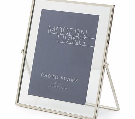 Glass easel photo frame 5`` x 7``, silver