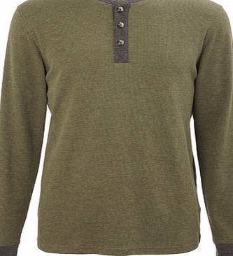 Bhs Green Long Sleeve Waffle Textured Top, Green