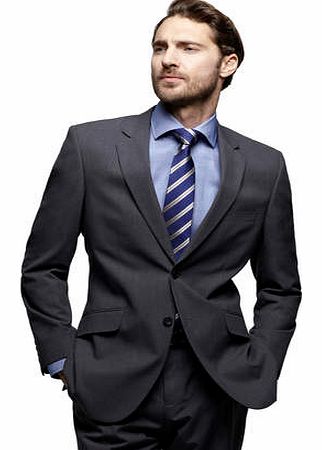 Grey Shadow Check Regular Fit Suit Jacket, Grey