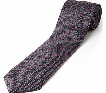 Grey Textured Purple Spot Tie, Grey BR66D32EGRY