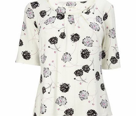Bhs Ivory Dandelion Print Pleated Top, ivory