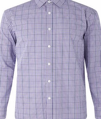 Bhs Large Purple Gingham Point Collar Shirt, Purple