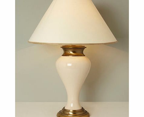 Large Waisted Ceramic Touch Lamp, antique brass
