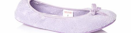 Bhs Lilac Velvet Bow Ballerina Slipper with Polka