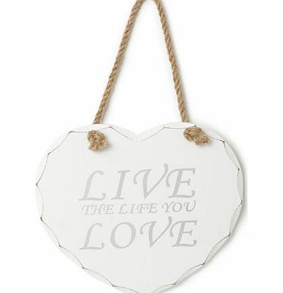 Bhs Live the life you love hanging heart Wall Art,