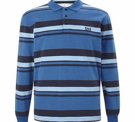 Long Sleeve Stripe Polo Shirt, Blue BR54P04FBLU