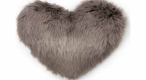 Luxury Polar Faux Fur Heart Cushion, mink