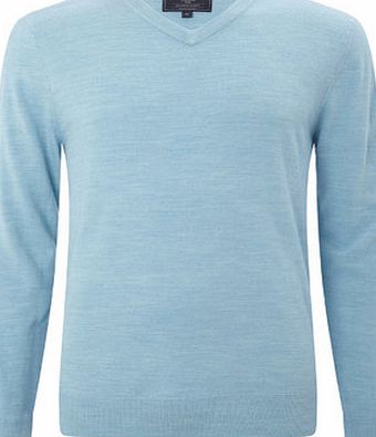 Bhs Mens 2`` Longer Supersoft Blue Green V-Neck